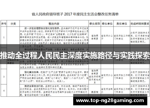 推动全过程人民民主深度实施路径与实践探索